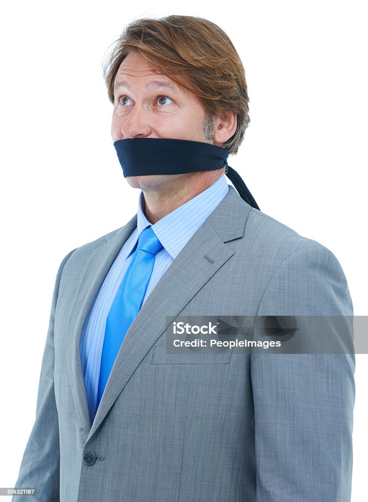 Your business secrets are safe Cropped shot of a businessman who has been gagged 40-49 Years Stock Photo