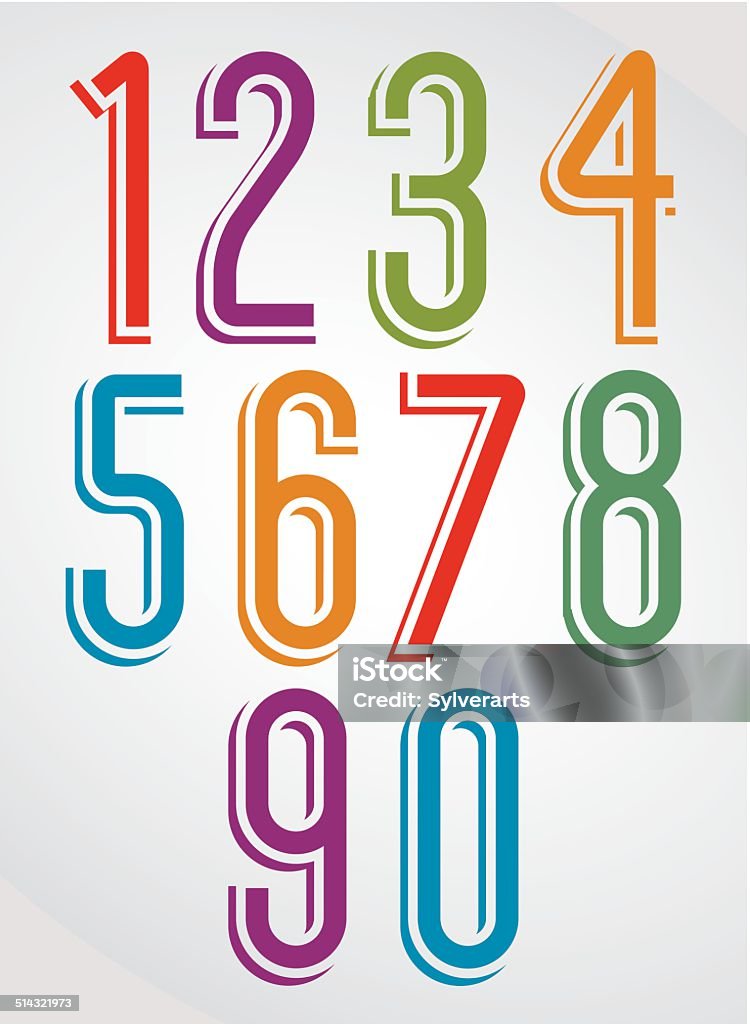Numbers With Edge Thin Elegant Bright Animated Rounded Numbers With White Outline Stock ...