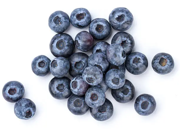 A pile of Fresh Blueberry isolated on white background.