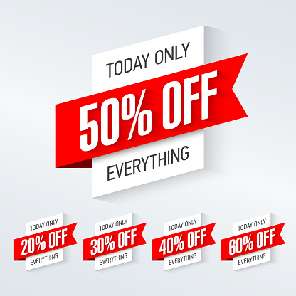 Today only, one day super sale banner. One day deal, special offer, big sale, clearance vector illustration with transparent effect, eps 10.