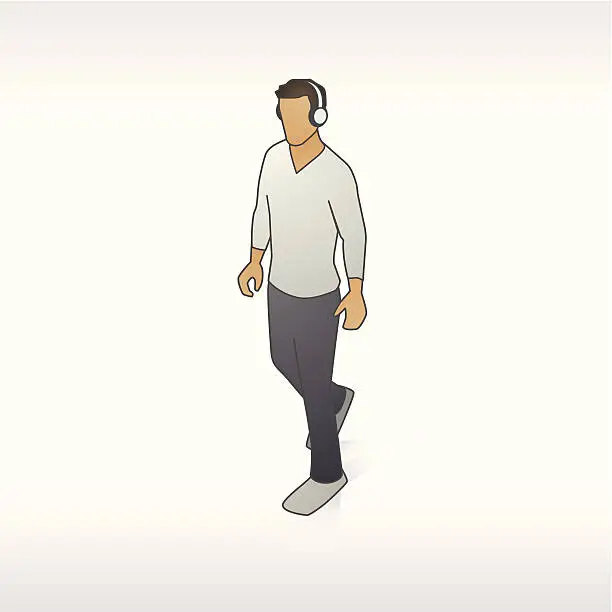 Vector illustration of Man with Headphones Illustration
