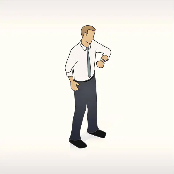 Vector illustration of Man Looking at Watch Illustration