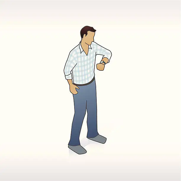 Vector illustration of Man with Smart Watch Illustration