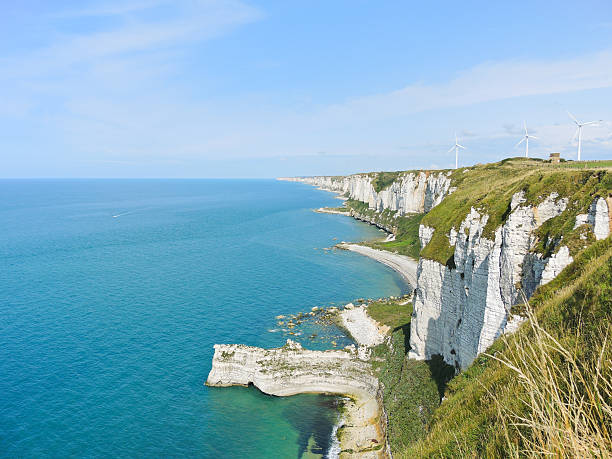 istock wind turbines on english channel coast in Normandy 514323451