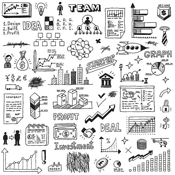 Business startup doodle sketch concept set 2. Business startup doodle sketch concept set 2. Hand drawn vector illustration. drawing of metaphor stock illustrations