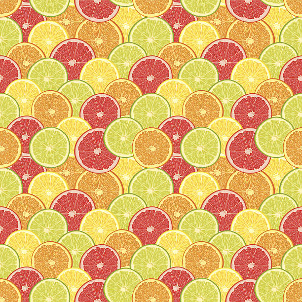 신선한 색상화 감귤류 과일 연속무늬 - orange portion vector textured stock illustrations