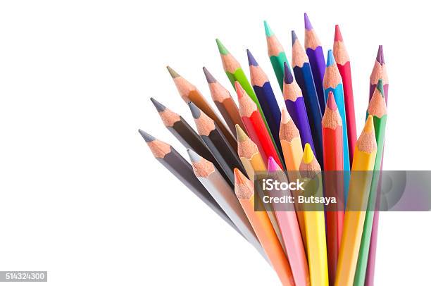 Close Up Color Pencils Isolated On White Stock Photo - Download Image Now - Pencil, Color Image, Colors