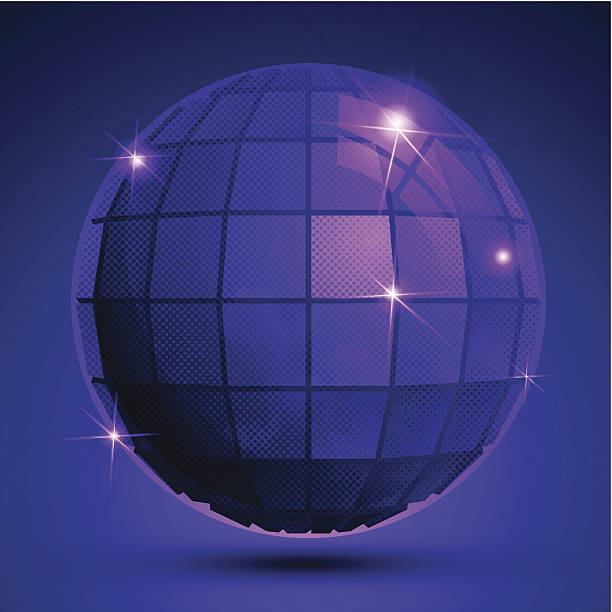 결이 있는 플라스틱 퍼플 플래시 globe, 밝은 기하 glisten eps - grained stock illustrations