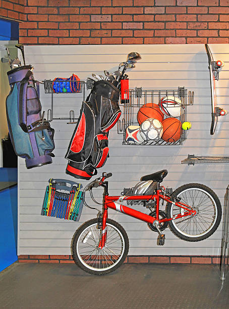 Garage Wall Storage Wall Mounted Rack Shelving for Storage in Garage skateboard shelves stock pictures, royalty-free photos & images