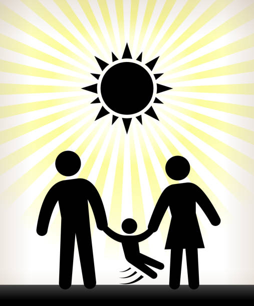 istock Child and Family Back and White Illustration 514325853