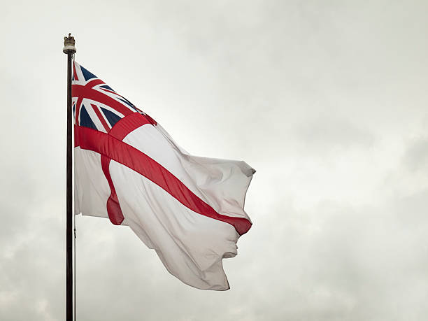 bandiera della marina britannica - naval flag foto e immagini stock