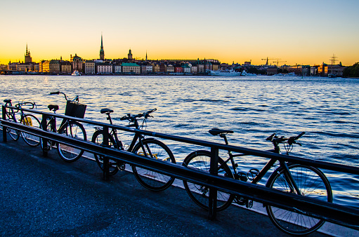 Beautiful cityscape of Stockholm in the sunset