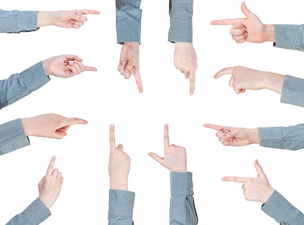 conjunto de feminino sinal de mão com o dedo indicador - number 1 businessman one finger one person imagens e fotografias de stock