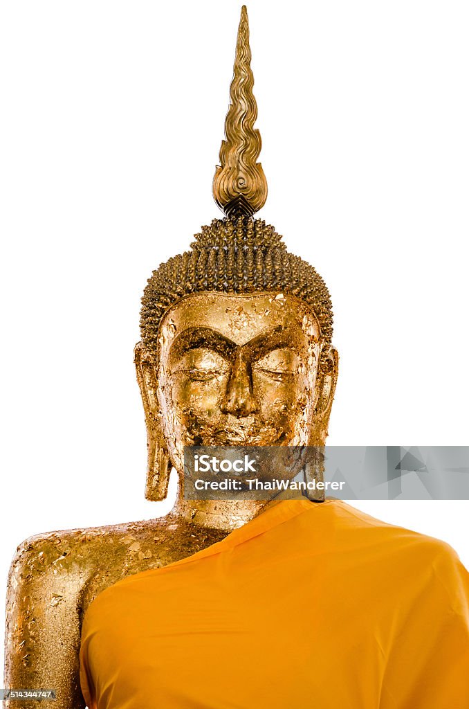 Iamage of Buddha with gold leaf. Image of Buddha with faith of people by stick gold leaf to all of body. Aging Process Stock Photo