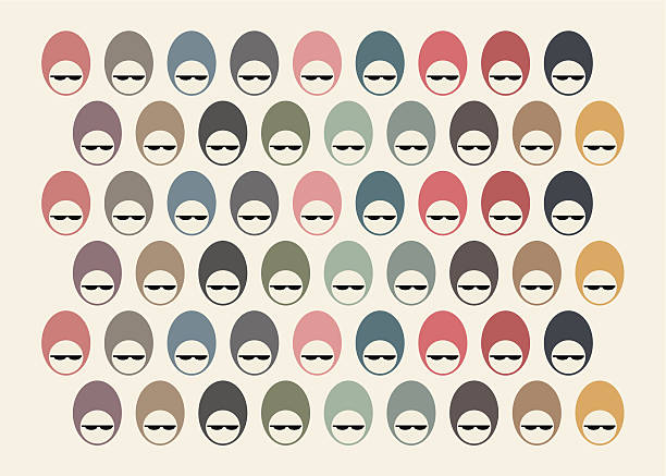 Little faces pattern vector art illustration