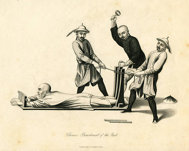 Chinese Punishment Of The Rack 19th Century Stock Illustration - Download  Image Now - Torture, Rack, 19th Century - iStock