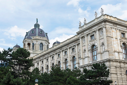 Side view of the Museum of Art History in Vienna (Kunsthistorisches Museum), at the Maria-Theresien-Platz in the Museum Quartier district.