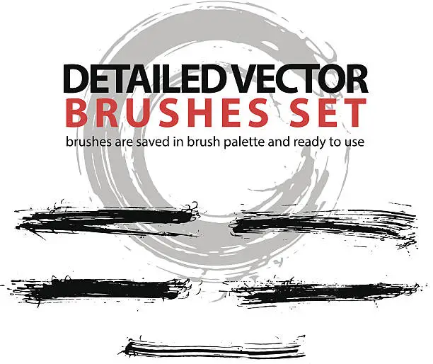 Vector illustration of Set of highly detailed vector torn brush strokes, illustrator
