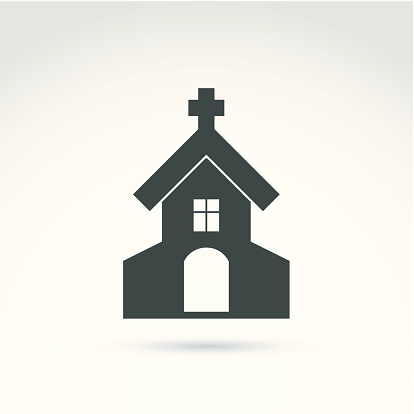 Christian church with a cross. Vector illustration of a temple, religion concept.