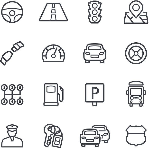 Traffic Icons Line traffic icons traffic police stock illustrations