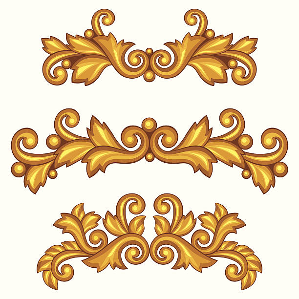 istock Set of baroque ornamental antique gold scrolls and vignettes. 514362169