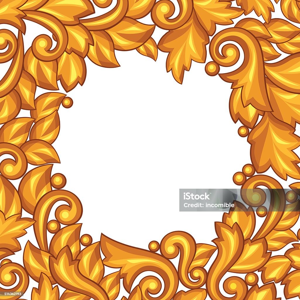 Background with baroque ornamental floral gold elements. Ancient stock vector