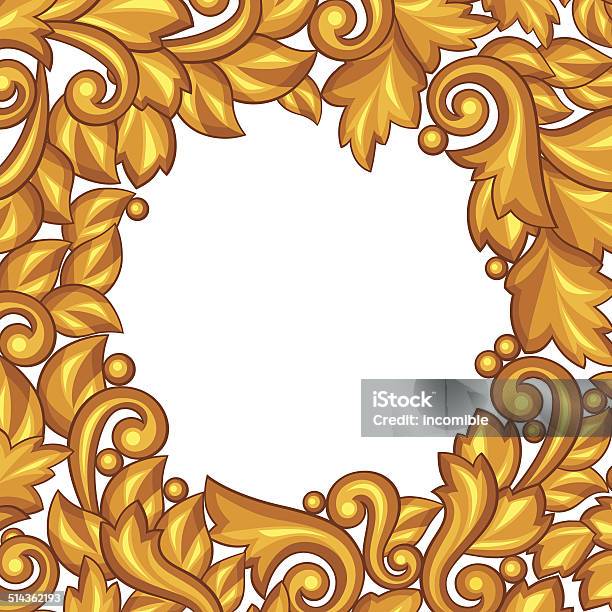 Background With Baroque Ornamental Floral Gold Elements Stock Illustration - Download Image Now