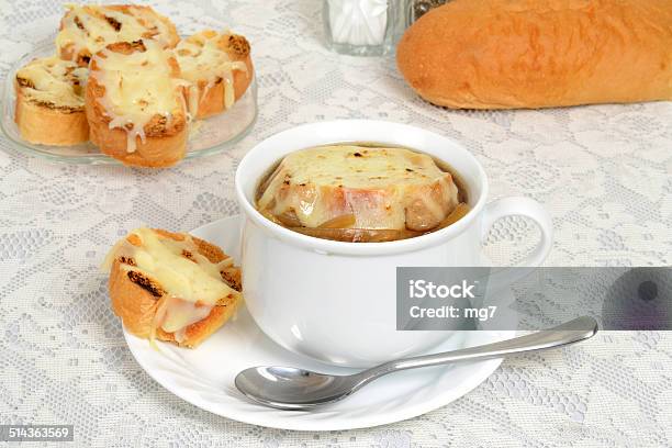 French Onion Soup Stock Photo - Download Image Now - Appetizer, Baguette, Baked