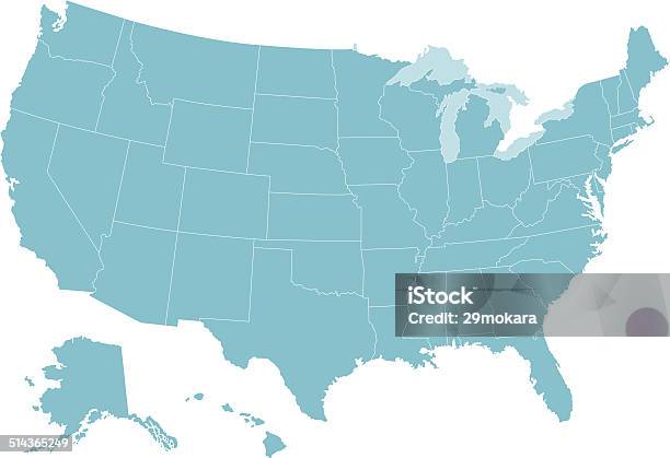 고품질이다 미국입니까 맵 Of America 지도에 대한 스톡 벡터 아트 및 기타 이미지 - 지도, 미국의 주 경계, 미국
