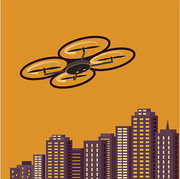 illustrazioni stock, clip art, cartoni animati e icone di tendenza di aria droni fotografia - helicopter air vehicle business cargo container