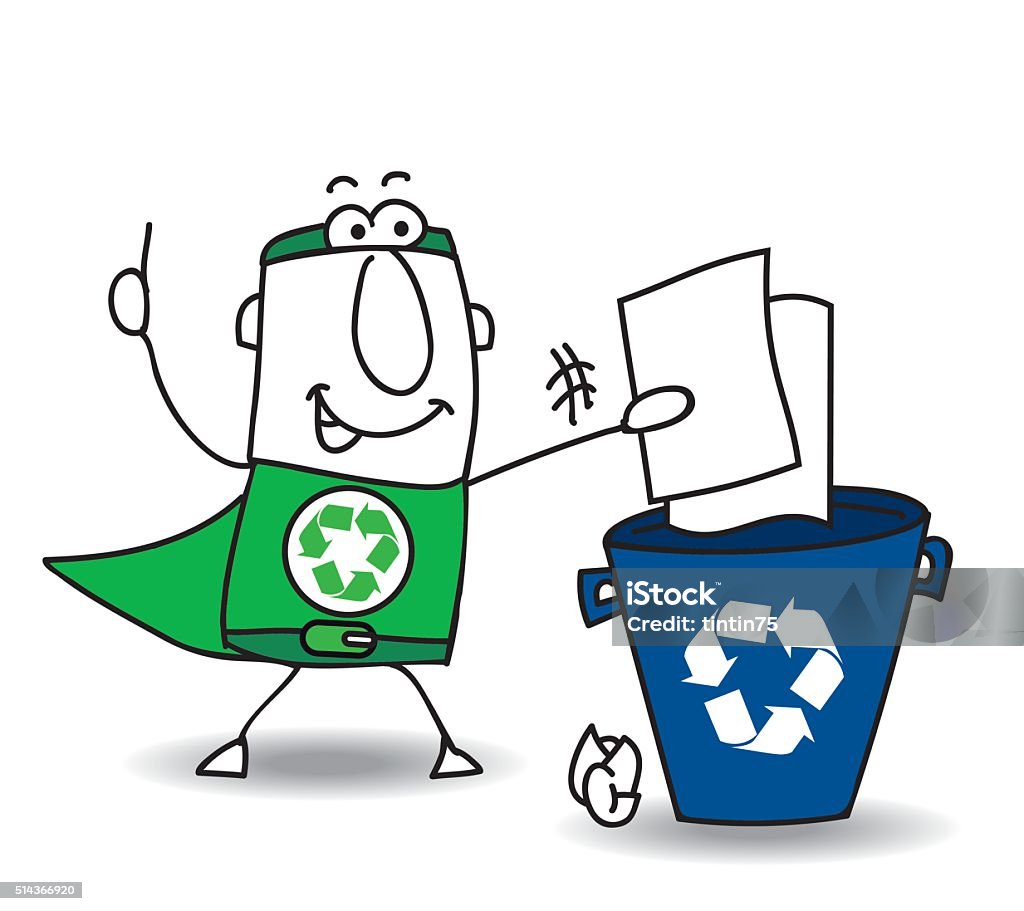 Recycling Paper Stock Illustration - Download Image Now - Heroes, Paper,  Recycling - iStock