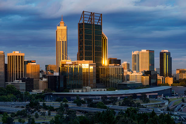 istock Perth modern cityscape under a cloudy sky in Western Australia. 514371498
