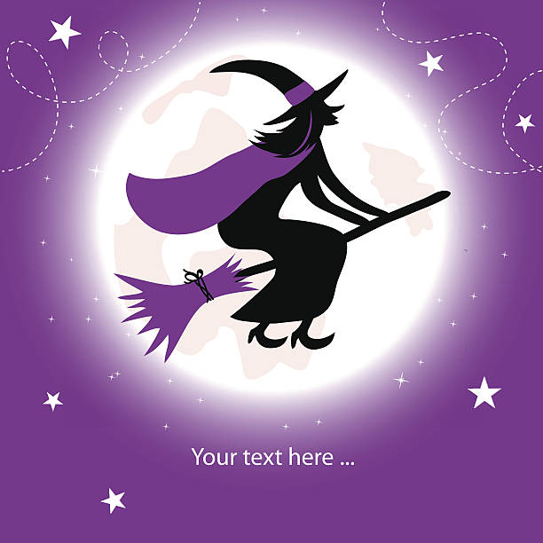 ilustraciones, imágenes clip art, dibujos animados e iconos de stock de tarjeta de halloween - halloween witch frame wizard