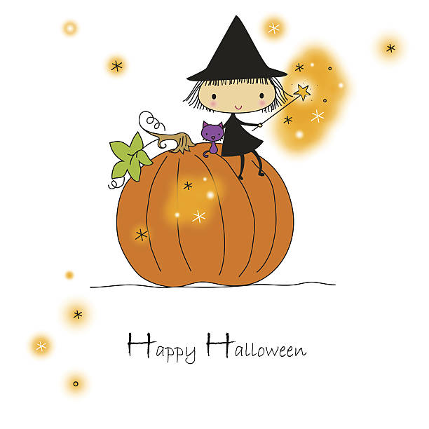 ilustraciones, imágenes clip art, dibujos animados e iconos de stock de tarjeta de halloween - halloween witch frame wizard