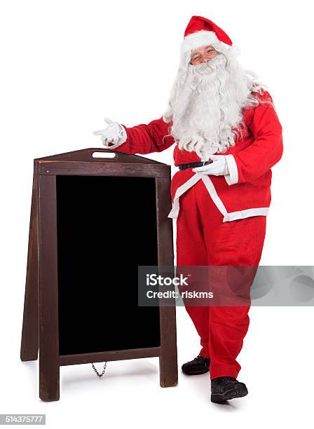 Santa Claus With Empty Menu Stock Photo - Download Image Now - Adult, Adults Only, Advertisement