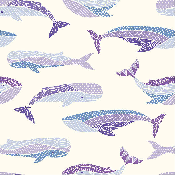 Wieloryby bezszwowe wzór – artystyczna grafika wektorowa