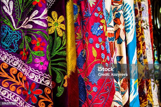 Colorful Textile At The Grand Bazaar Stock Photo - Download Image Now - Blue, Buying, Cultures