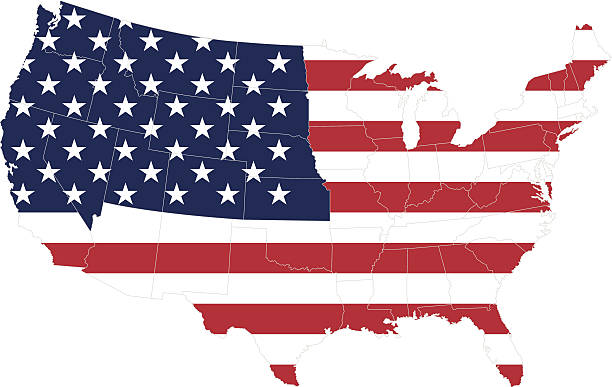 istock High quality United States map of America with Flag style 514377769