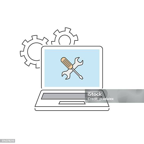 Computer System Services Drawing Computer Service Outline Illustration Stock Illustration - Download ...