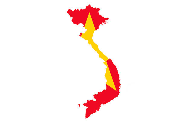 National Flag of Vietnam in the shape of the country