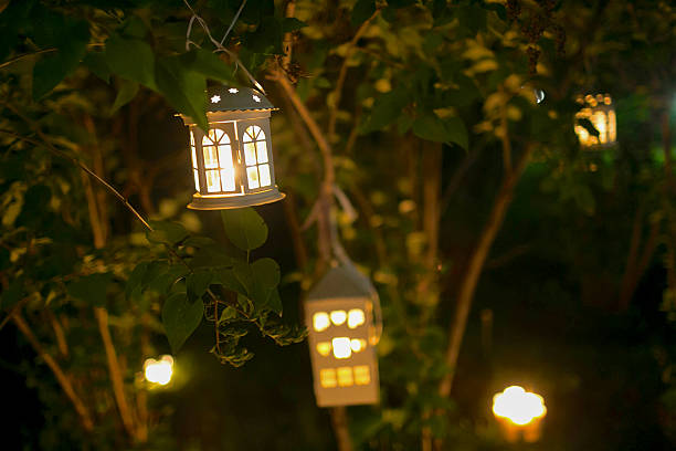 istock Candlestick house with candle light on the tree in nigth 514378856