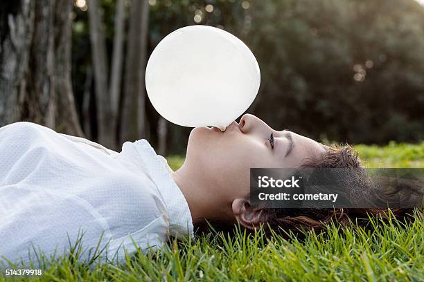 Teenage Blowing A Bubble Stock Photo - Download Image Now - Beautiful People, Beauty, Beauty In Nature