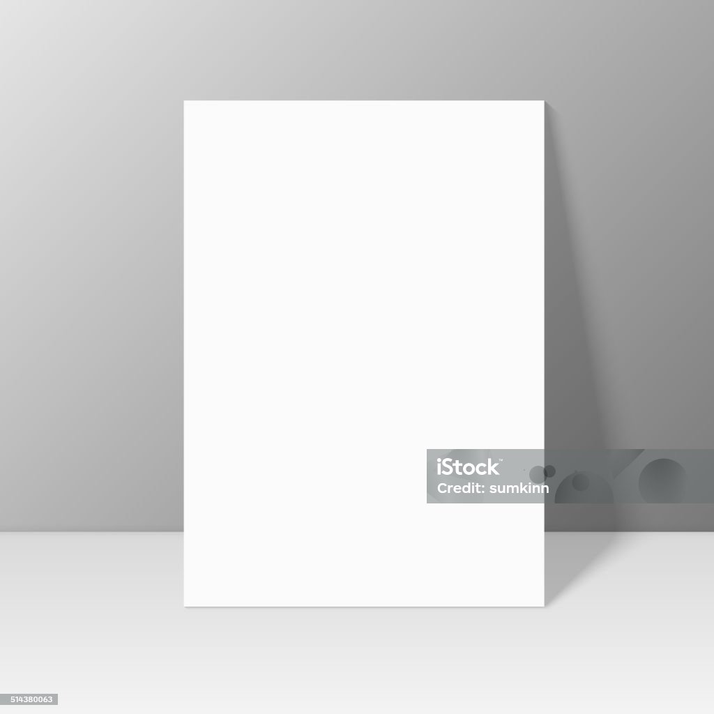 White blank stationary near the wall with shadow. White blank stationary near the wall with shadow. Magazine, book, brochure, flyer, a4 letterhead, folder, leaflet, booklet Blank stock vector