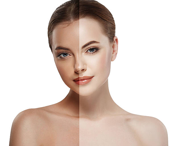 istock woman tan half face beautiful portrait spray 514381510