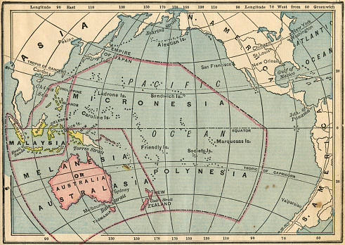 vintage map of Oceanic region.