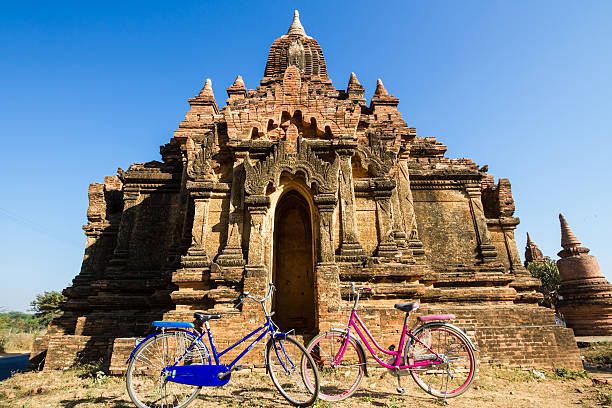 istock Tourist transport: bicycles outside a temple  in Bagan, Myanmar 514381845