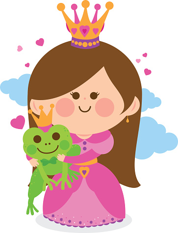 Beautiful princess holding a magical frog.