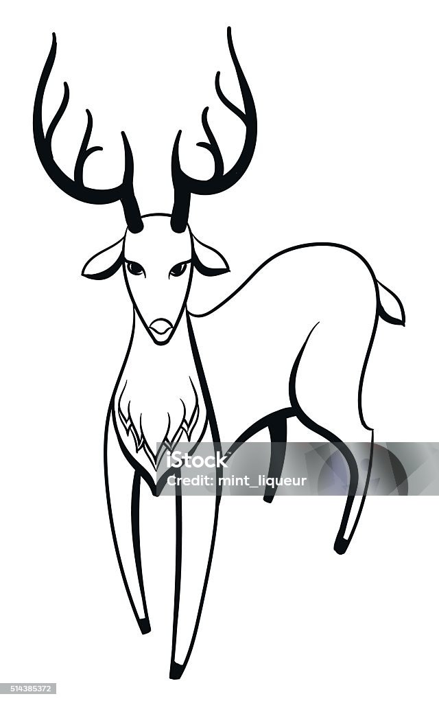 Deer Deer vector illustration. Simple lines and classic style. Lineart pettern. Animal stock vector