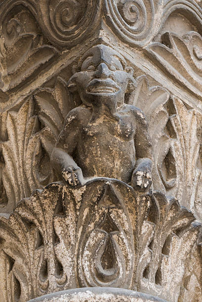 Capital Devil on Pilar Capital Chatellerault Capital with devil on a pilar of the church of Chatellerault in France. chatellerault photos stock pictures, royalty-free photos & images
