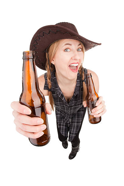 istock Fisheye Redneck Woman Holding Two Beer Bottles 514387092